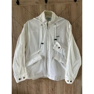 Crocodile Jacket‎ Men's White Zip Up Hooded Retro Windbreaker Lightweight Size L